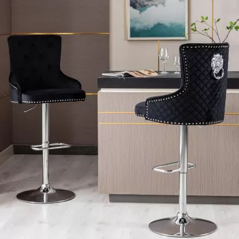 Tufted Velvet Swivel Counter Stools (Set of 4)