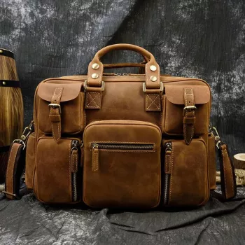 Vintage Cowhide Briefcase for 15.6" Laptop Commutes