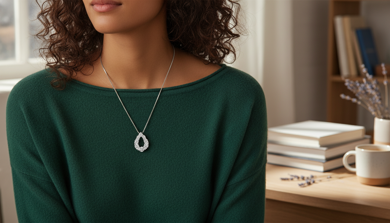 18K White Gold Moissanite Teardrop Necklace