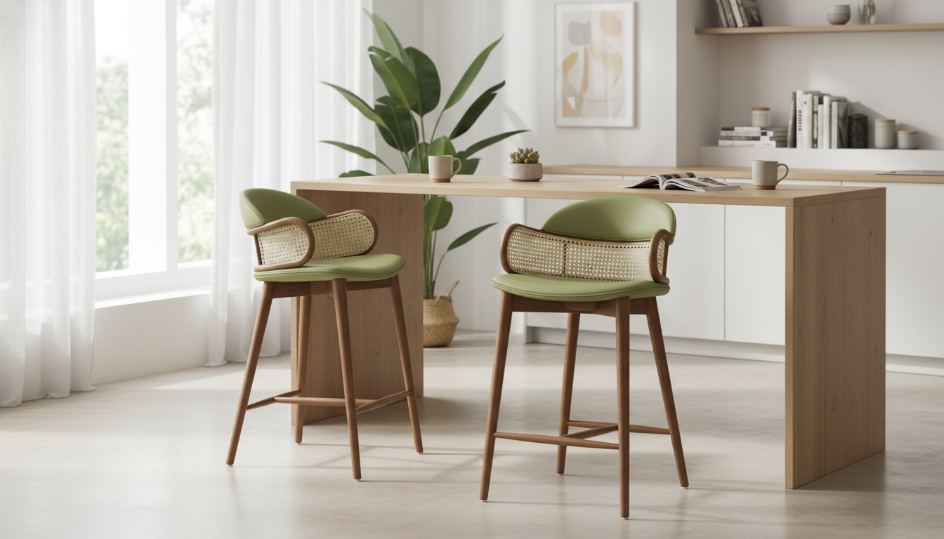 Solid Wood & Rattan Bar Chair with Handrails Guide