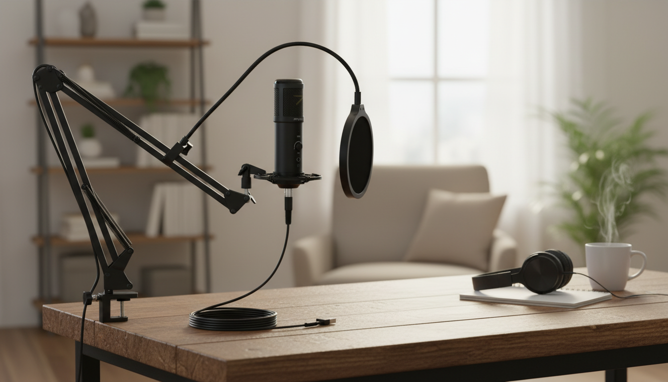 USB Mic Kit with Arm Stand: Clearer Chat & Quick Setup