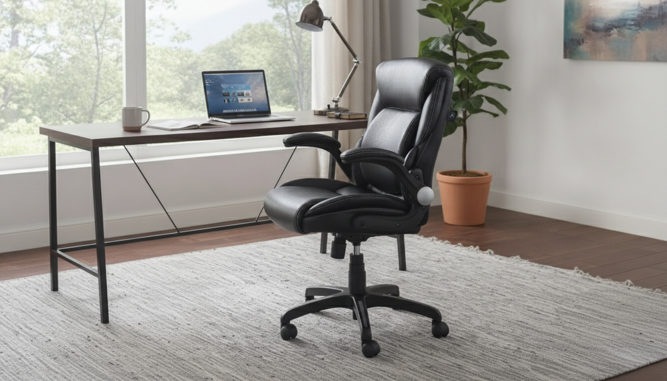 Air-Lumbar Leather Office Chair: Adjustable Comfort