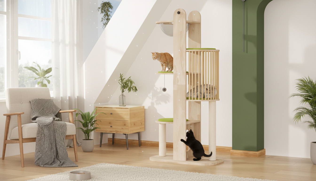 Cute Climbing Cat Tower: Scratch, Climb, Lounge