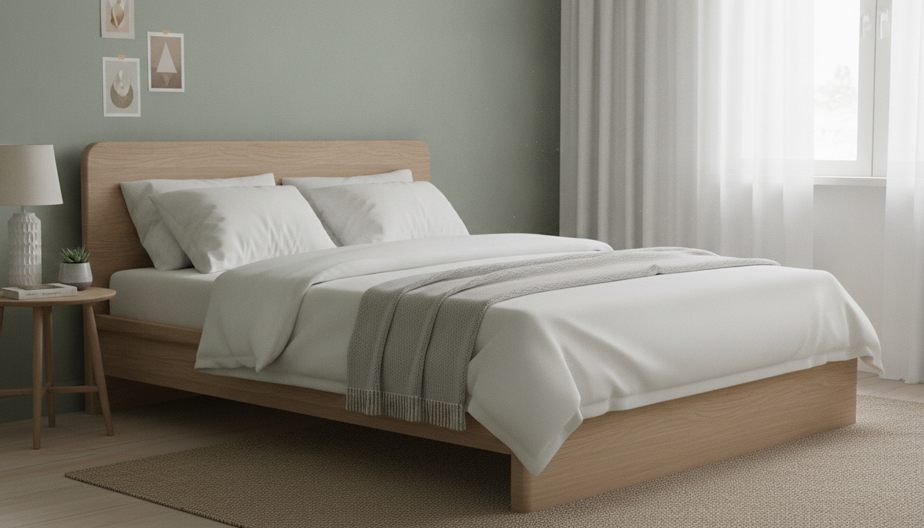 European Minimalist Oak Bed Frame: Calm Nordic Style