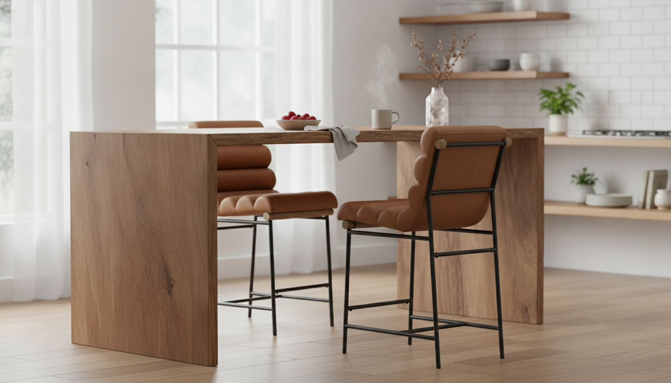 Tufted Counter-Height PU Leather Stools (Set of 2)
