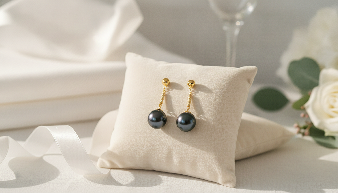 18K Gold Tahitian Pearl Earrings: Wedding Luxury Gift