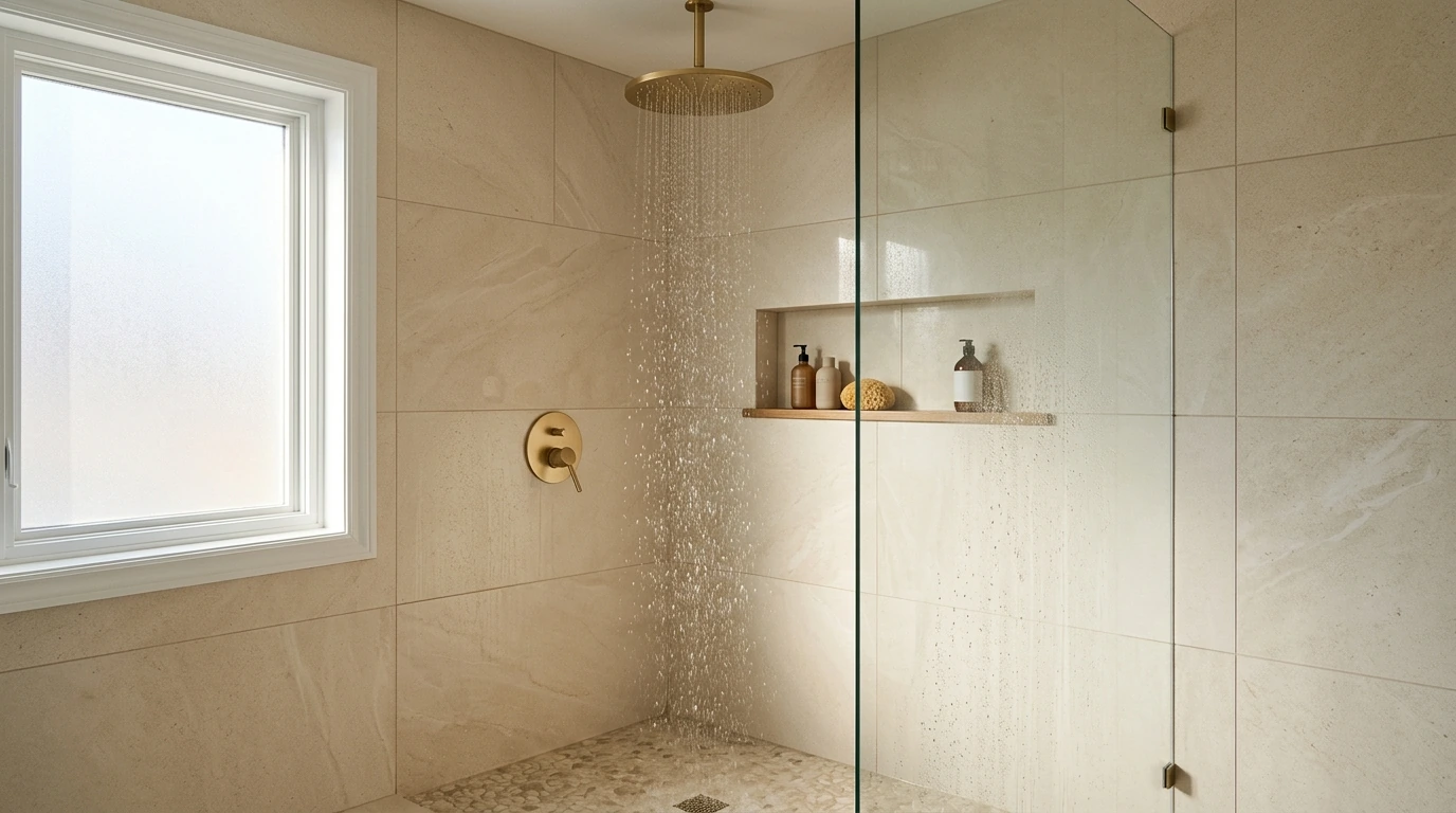 Brushed Gold Concealed Rain Shower System (3 Modes)