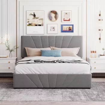 Minimalist Hydraulic Storage Platform Bed: Hidden Space