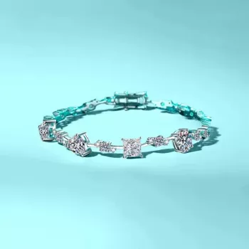 0.5CT Moissanite Irregular Bracelet in Gold-Plated Silver