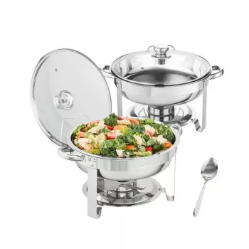 4QT Round Chafing Dish Set (2 Pack) for Buffet Service