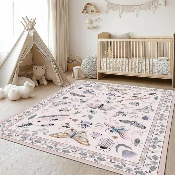 Washable Non-Slip Faux Wool Rug for Kids & Pets