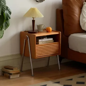 Cherry Nightstand with Drawer & Open Shelf Storage